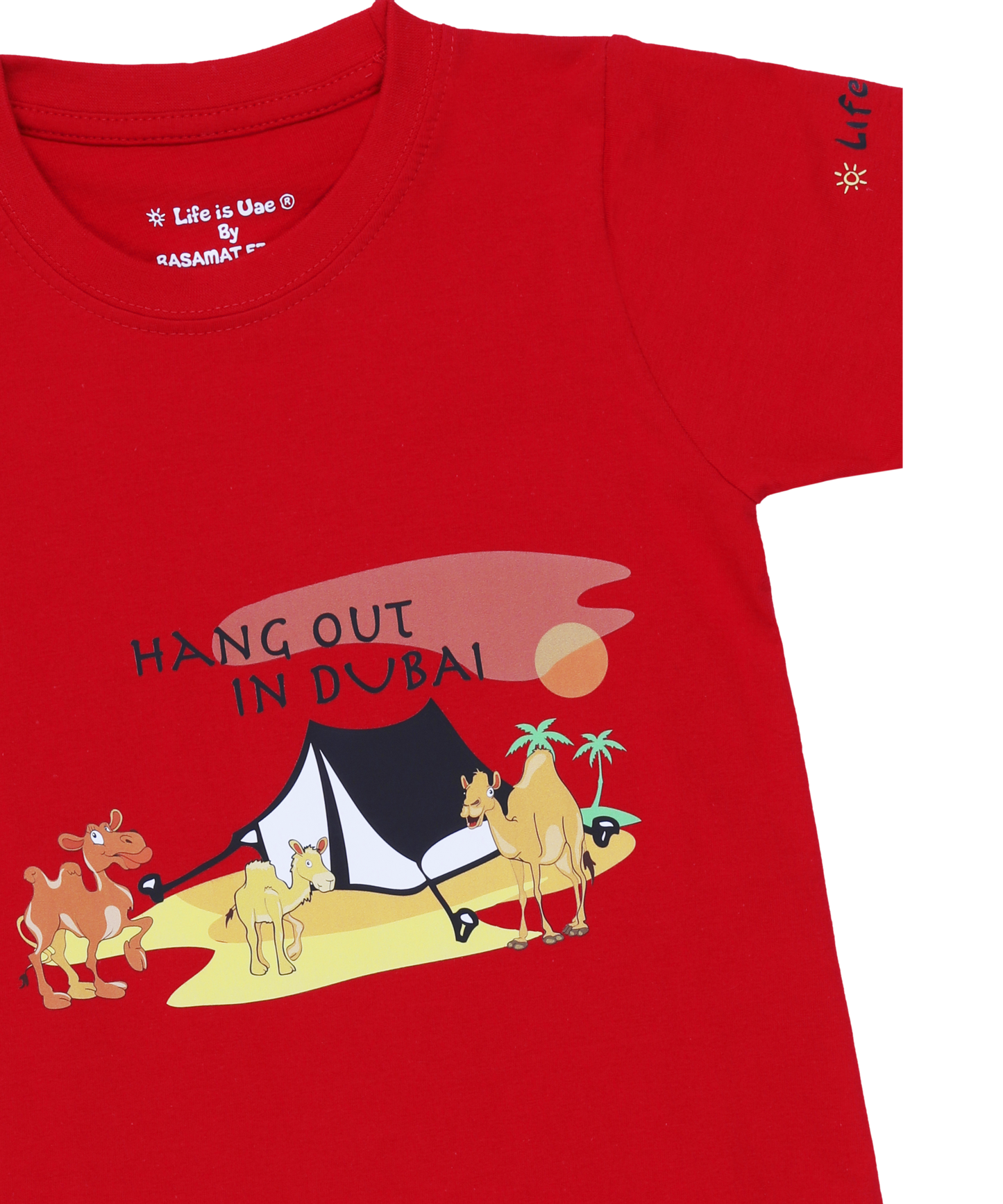 Kids' Camels & Desert Tent T-Shirt - Fun Dubai Souvenir Gift - Life Is UAE
