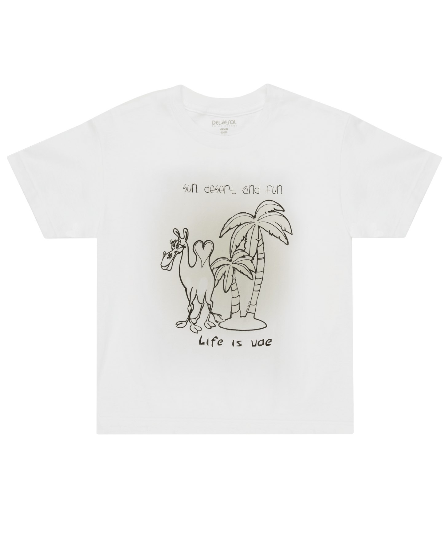 Kids' Camel & Palm Tree T-Shirt - Color-Changing Under Sun - Fun Souvenir Gift - Life Is UAE