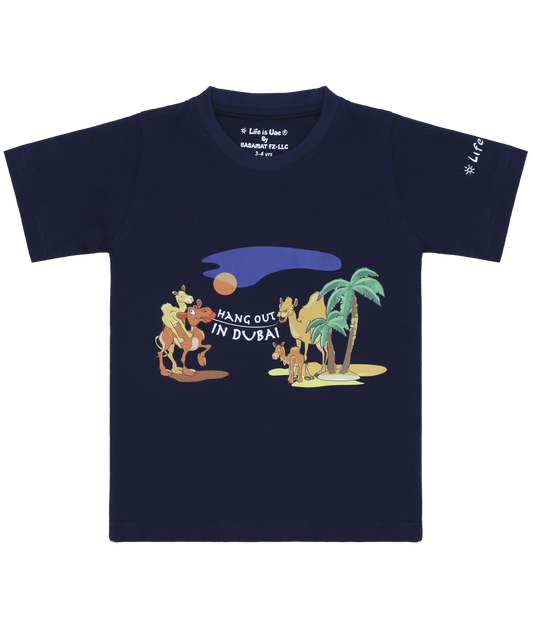 Kids' Camels & Palm Trees T-Shirt - Fun Dubai Souvenir Gift - Life Is UAE