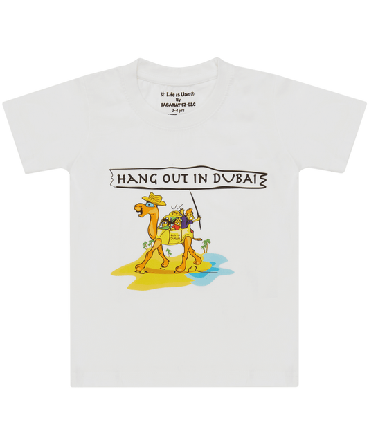 Kids' Hang Out in Dubai T-Shirt - Fun Camel Souvenir Gift - Life Is UAE