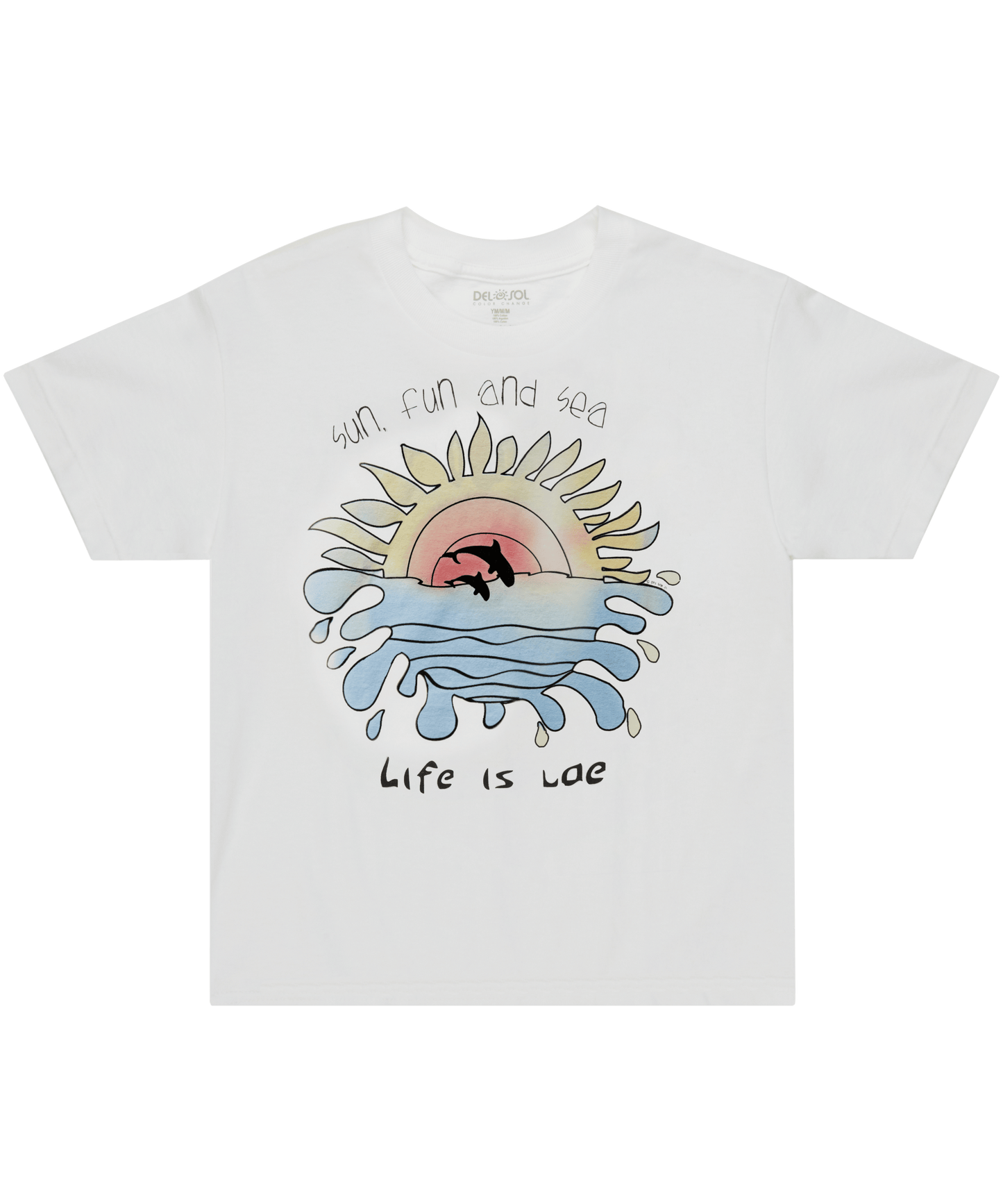 Kids' Sun, Sea & Dolphin T-Shirt - Color-Changing Under Sun - Fun Souvenir Gift - Life Is UAE