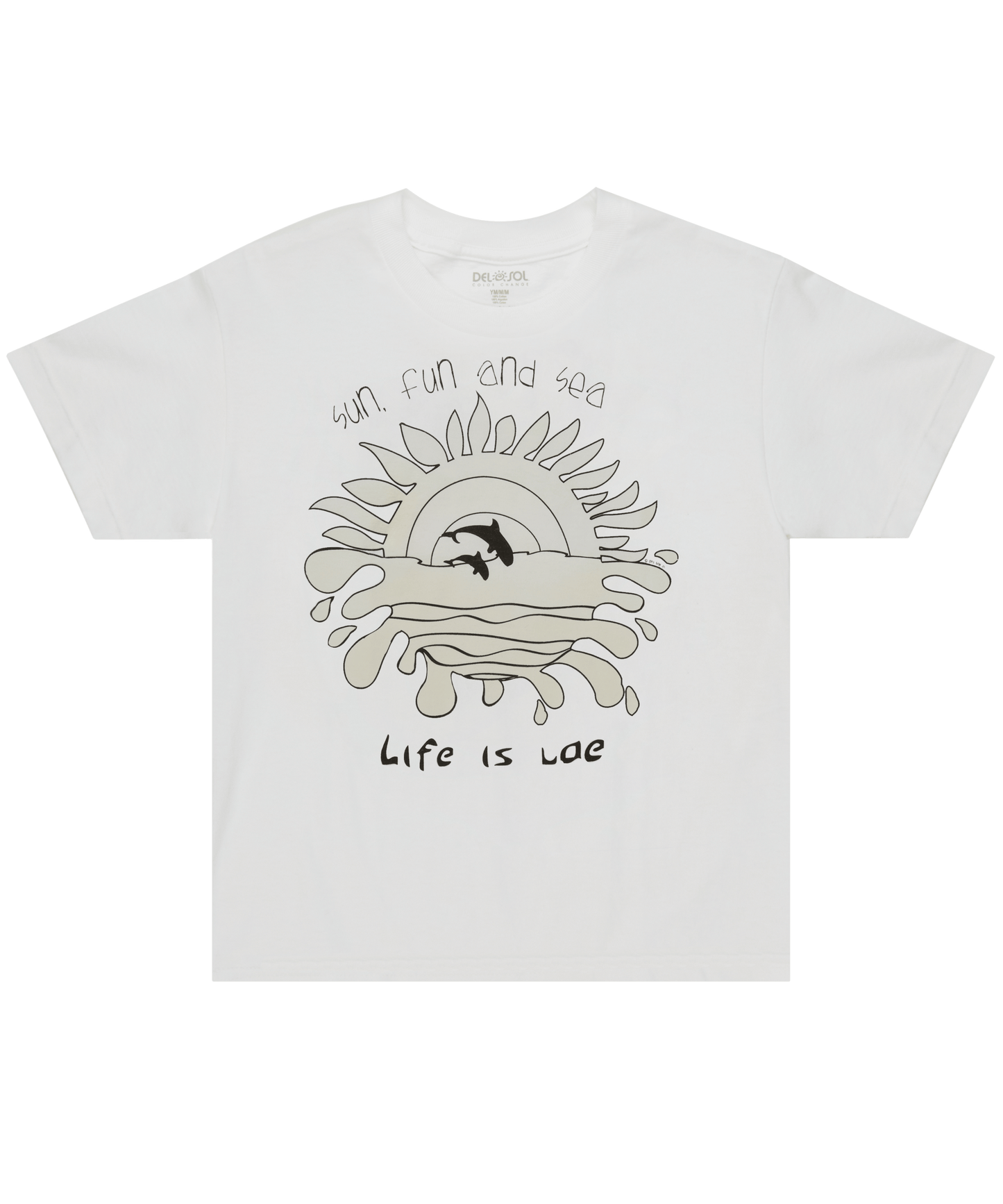 Kids' Sun, Sea & Dolphin T-Shirt - Color-Changing Under Sun - Fun Souvenir Gift - Life Is UAE